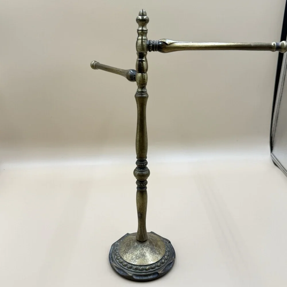 Amerock Carriage House Brass Pedestal 3 Arm Towel Wash Cloth Rack 12